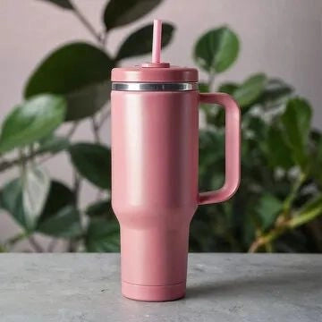 Multipurpose Pink Tumbler with Straw and Handle (Pink)